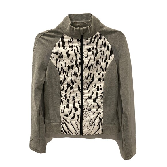 Blanc Noir Jacket Womens Medium Vector Thindown White Black Gray Heather Zip Up - Picture 2 of 13